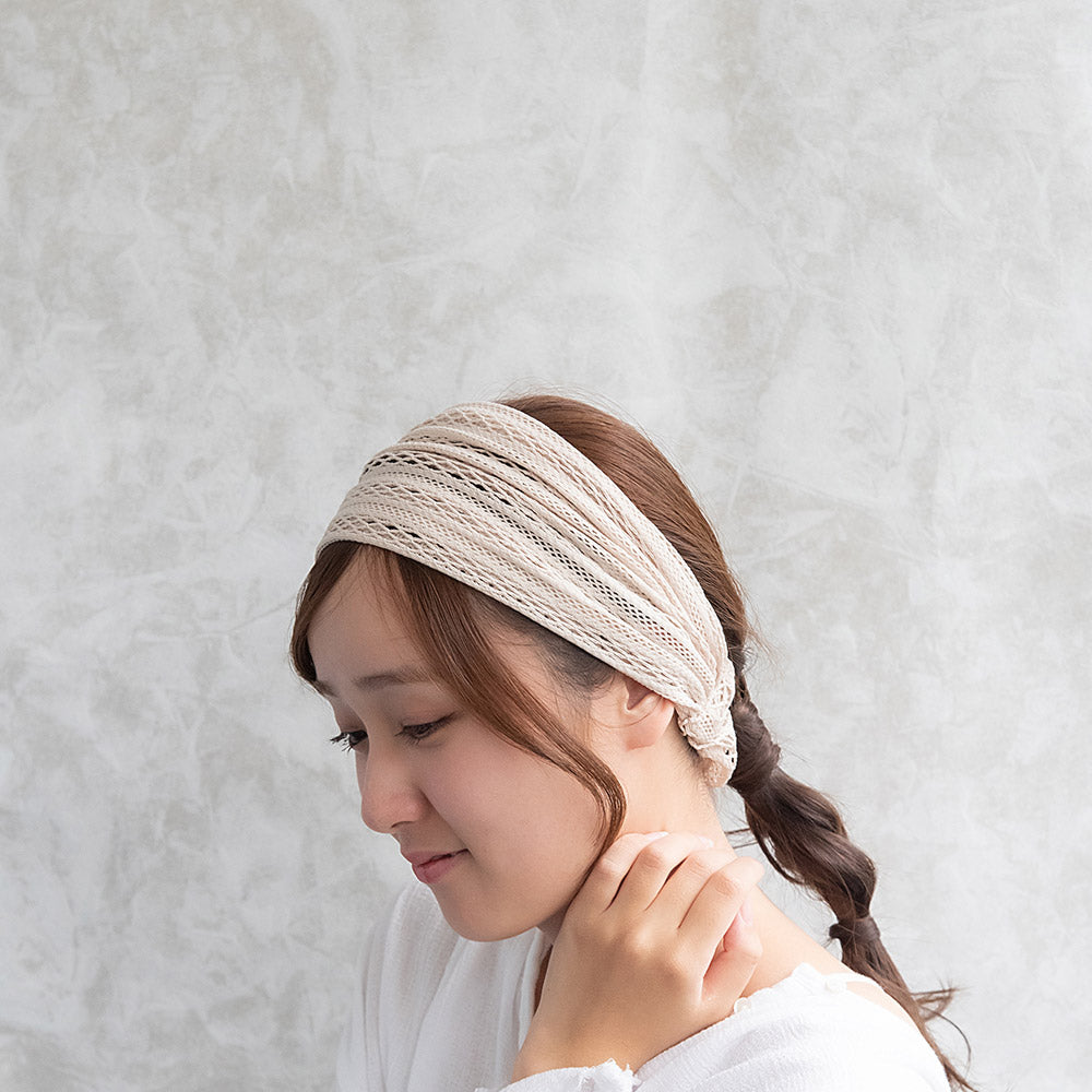 ヘアバンド クロスライン レース カラー ターバン