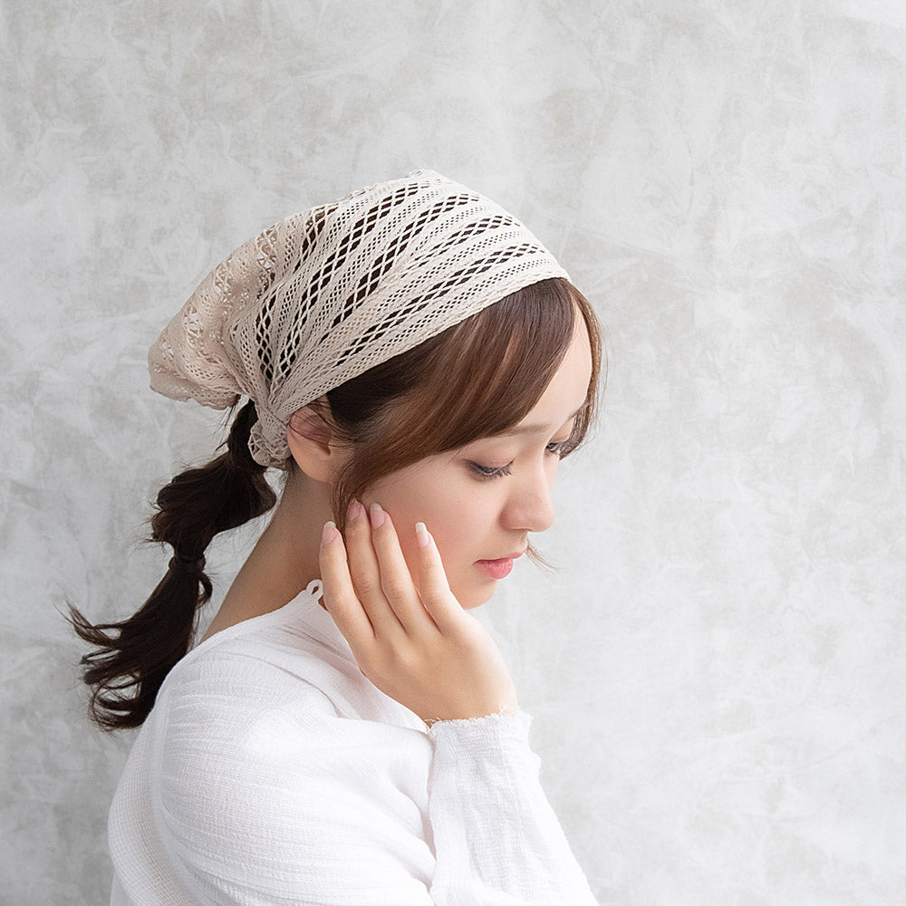 ヘアバンド クロスライン レース カラー ターバン