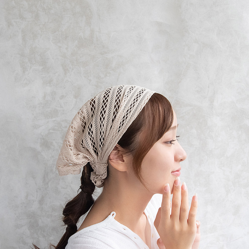 ヘアバンド クロスライン レース カラー ターバン