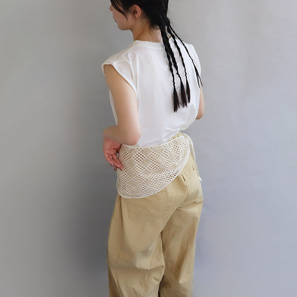 ヘッドスカーフ クロスライン ブロック 柄 レース かぎ編み シアー バブーシュカ
