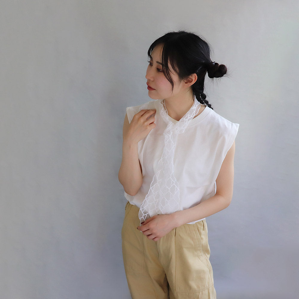 ボウタイスカーフ ヘッドドレス ハート 柄 総レース シアー リボン ヘアバンド