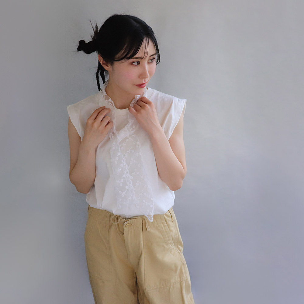 ボウタイスカーフ ヘッドドレス フラワー 柄 総レース スカラップ シアー リボン ヘアバンド