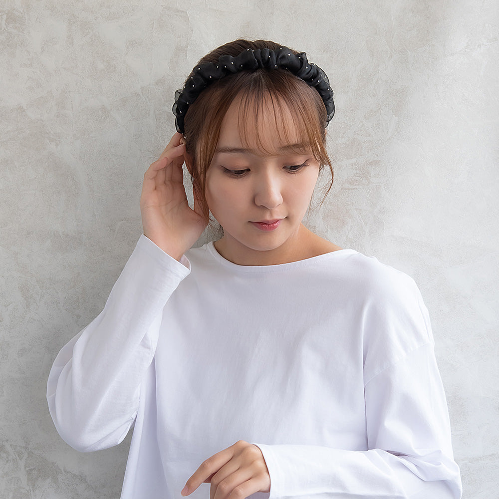 カチューシャ シアー ドット ギャザー