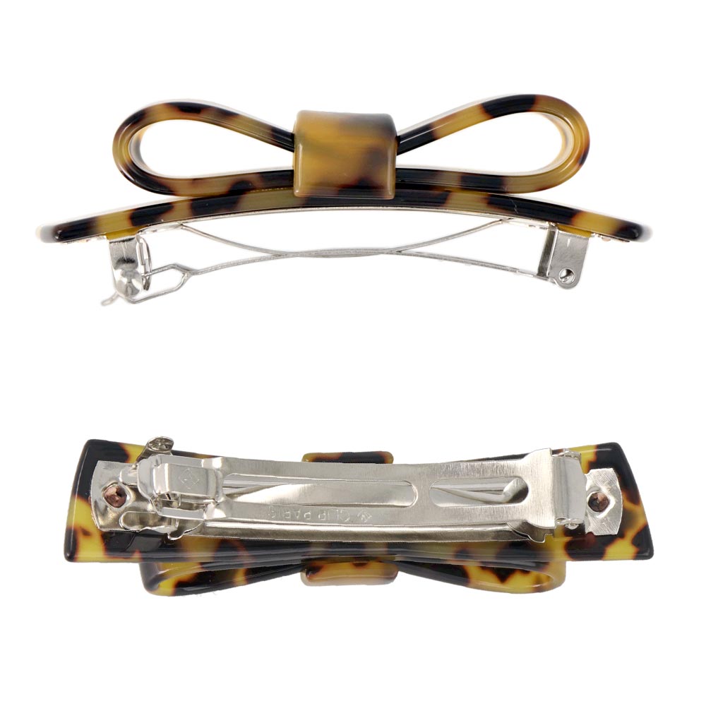 バレッタ リボン 立体 べっ甲風 マーブル カラー