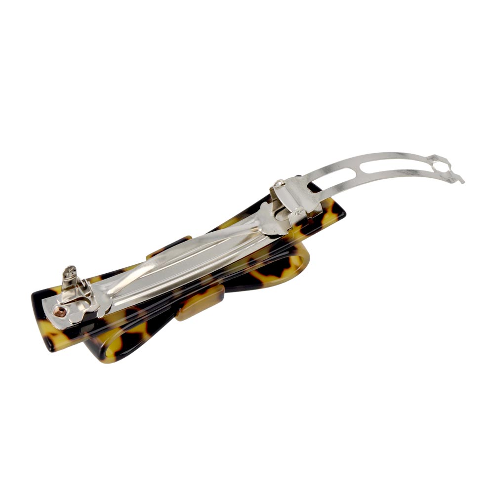 バレッタ リボン 立体 べっ甲風 マーブル カラー