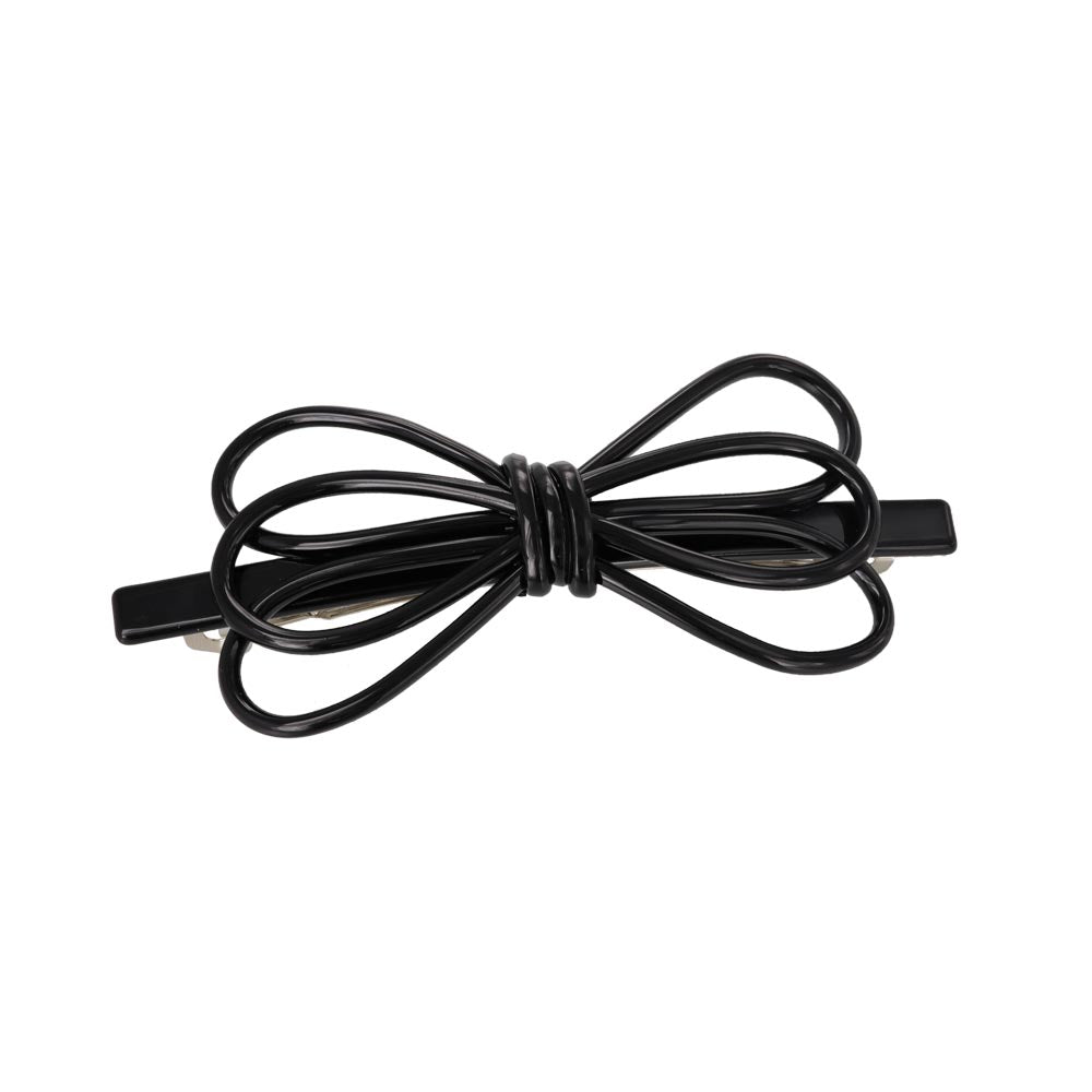 バレッタ リボン 3連 トリプル ループ 立体 べっ甲風 マーブル カラー スリムバレッタ