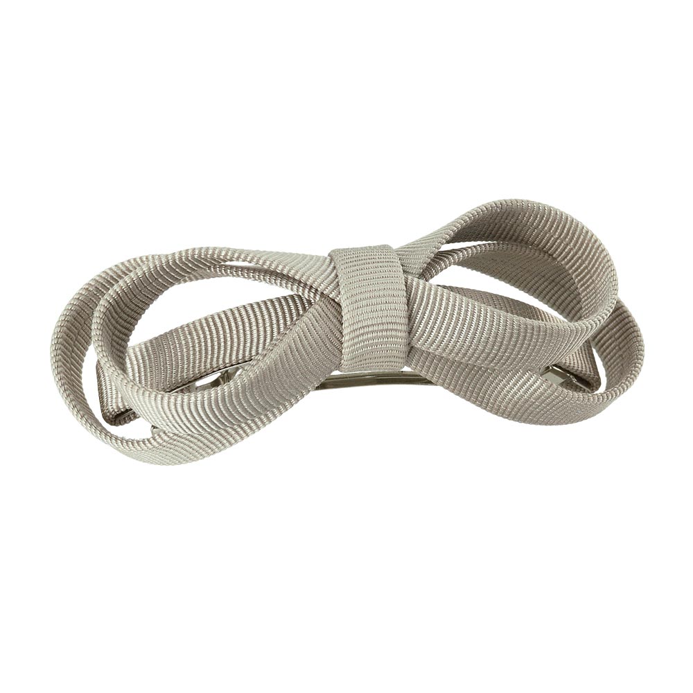 バレッタ ニッケルフリー ダブル ∞ リボン グログラン 立体 90mm ベーシックカラー