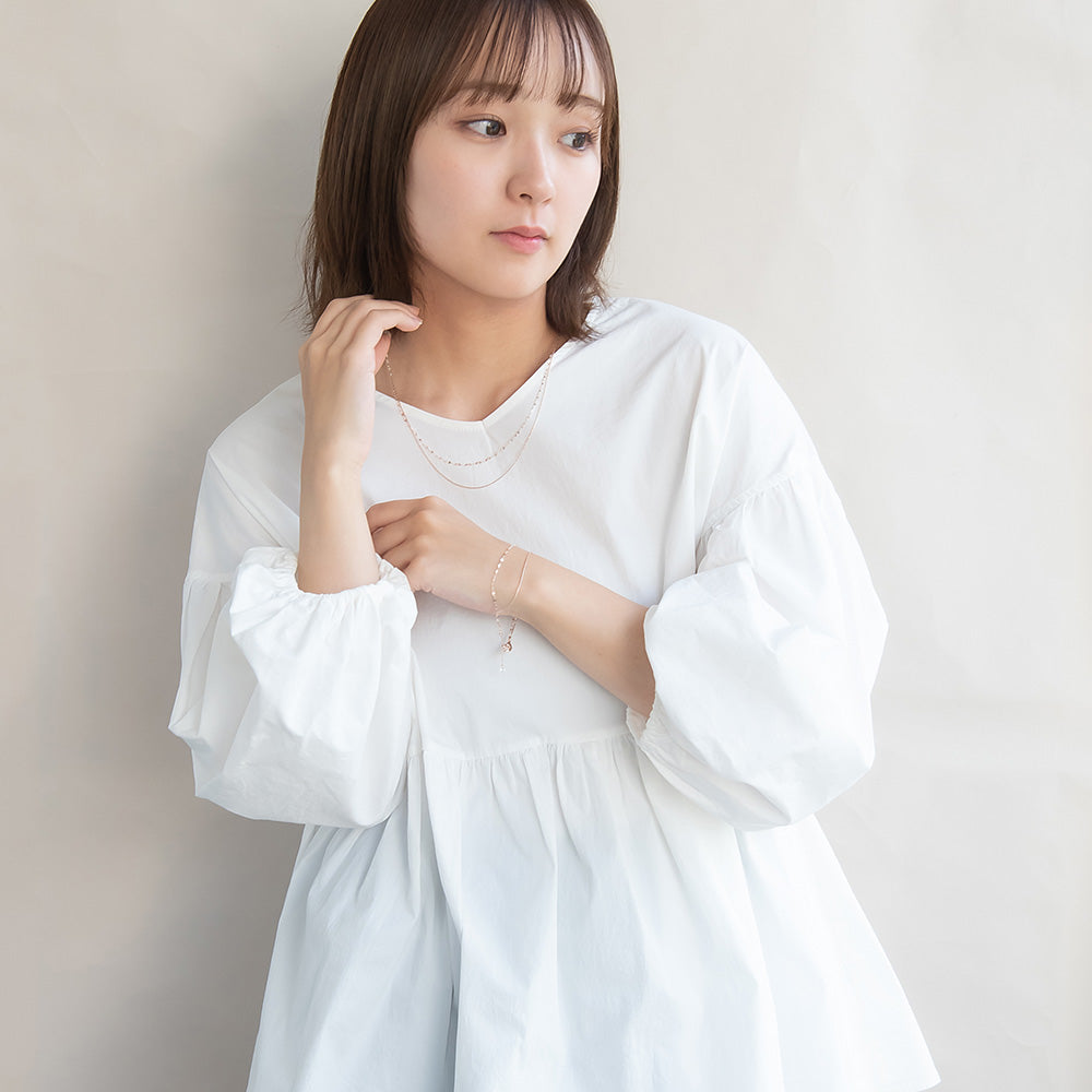 ブレスレット ニッケルフリー ロゼシルバー キュービックジルコニア スエッジ ペタルチェーン 2連 スライドボール チェーンブレスレット