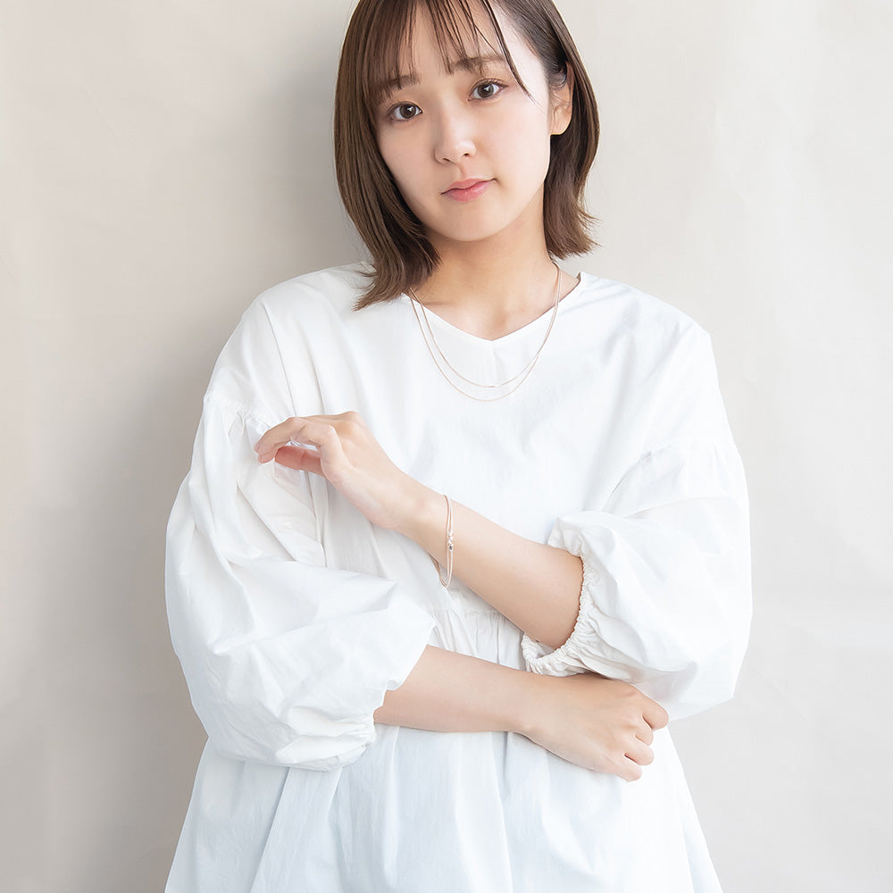 ブレスレット ニッケルフリー ロゼシルバー キュービックジルコニア トリプル オーバル スネークチェーン 2連 スライドボール チェーンブレスレット