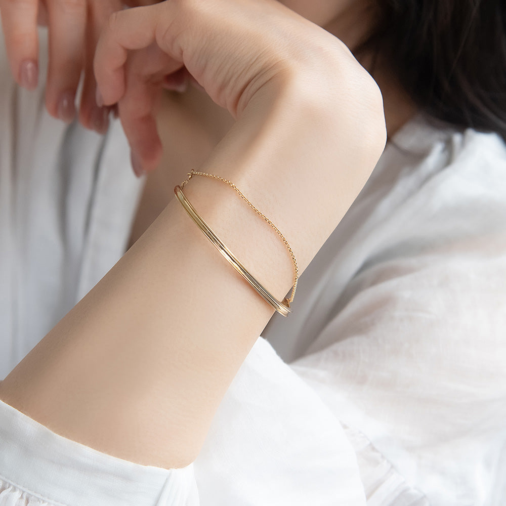 ブレスレット chain 2way bangle ニッケルフリー メタル チェーン スライドボール バングル