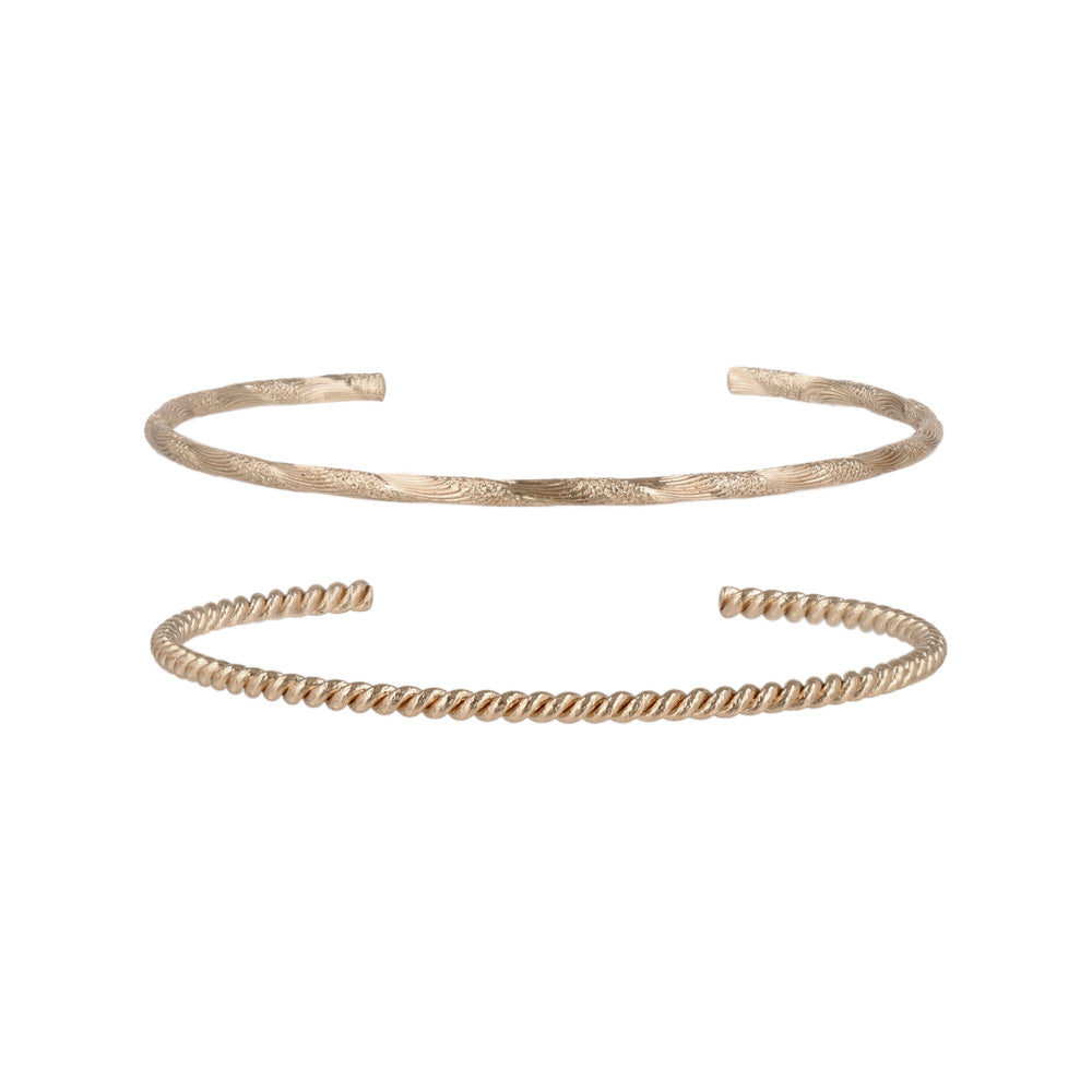 ブレスレット set half bangle ニッケルフリー メタル ツイスト ライン 梨地 2本セット スリム ハーフバングル