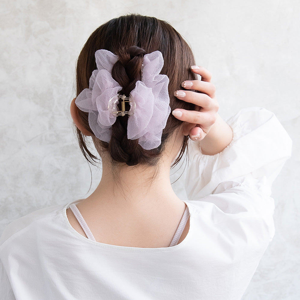 ヘアクリップ シアー くしゅくしゅ ボリューム ロール バンスクリップ