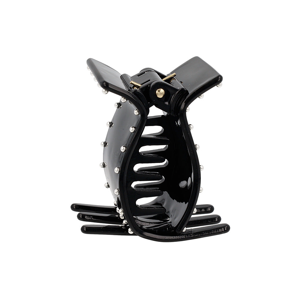 ヘアクリップ メタルボール ブラック レクタングル バンスクリップ