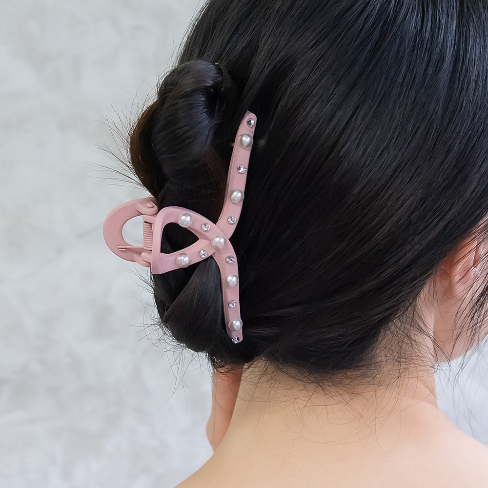 ヘアクリップ パール ロール バンスクリップ