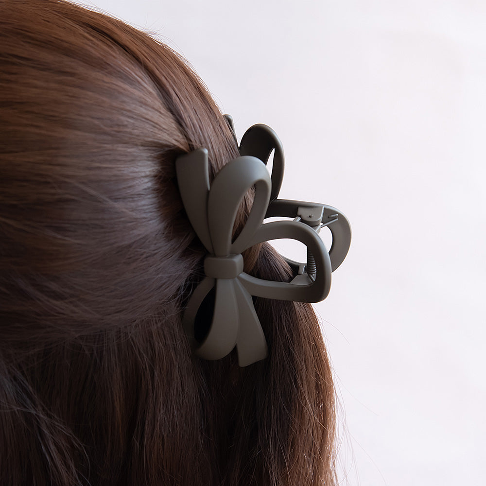 ヘアクリップ リボン マット カラー バンスクリップ