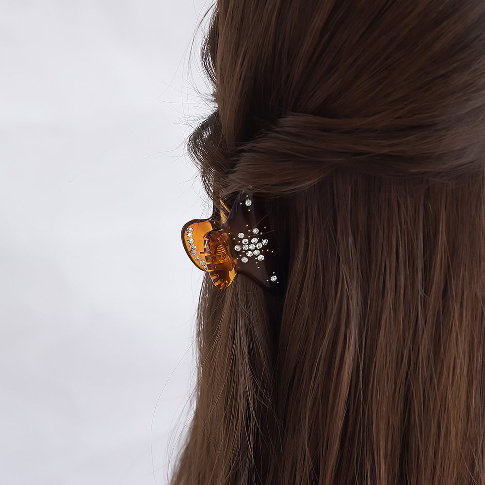 ヘアクリップ ベーシック カラー マーブル ストーン スノーフレーク バンスクリップ