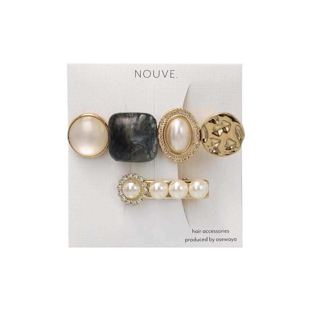 ヘアクリップ NOUVE. パール ストーン 2個セット