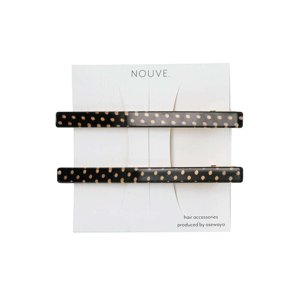 ヘアクリップ NOUVE. ピンドット 柄 レクタングル 細見 2個セット サイドクリップ