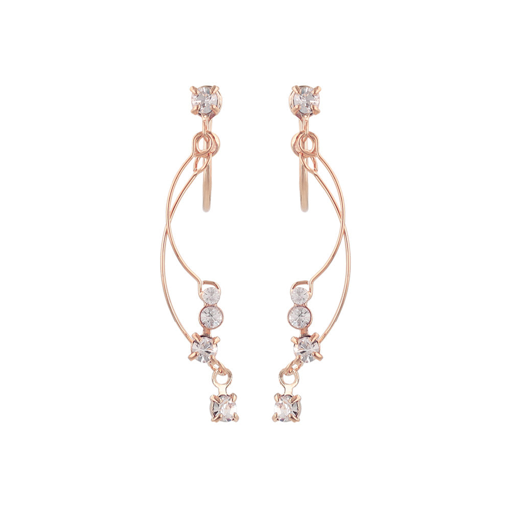 イヤリング ニッケルフリー ミニ ストーン カーブ ワイヤー ネジバネ式イヤリング