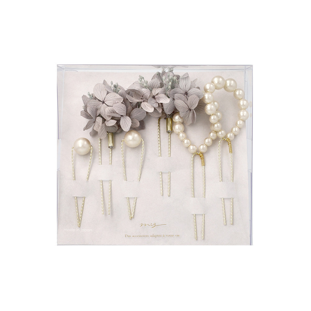 Uピン ドライフラワー アジサイ ドロップ パール 6個セット