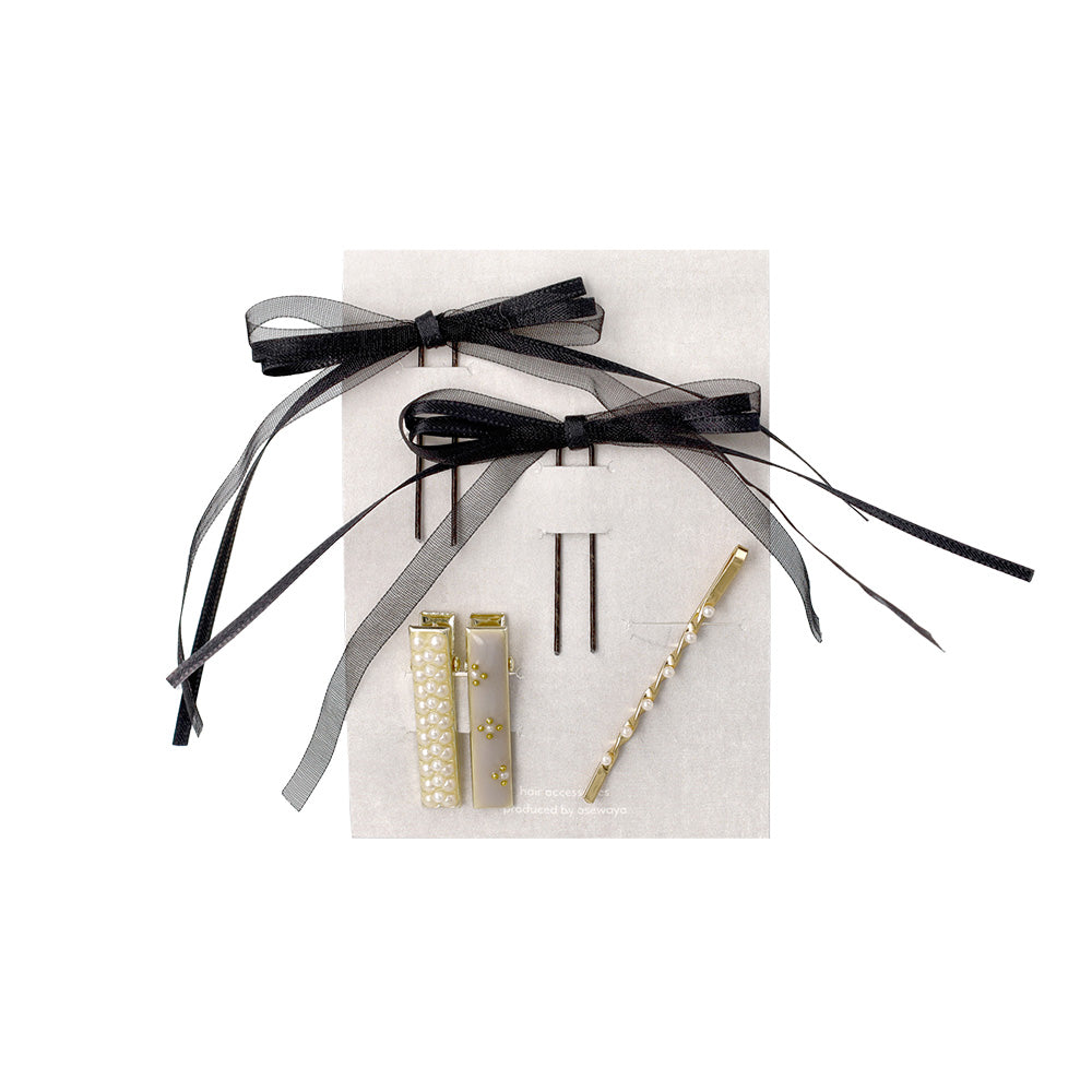 ヘアアレンジセット 5個セット(リボンUピン/ミニクリップ/ピン)