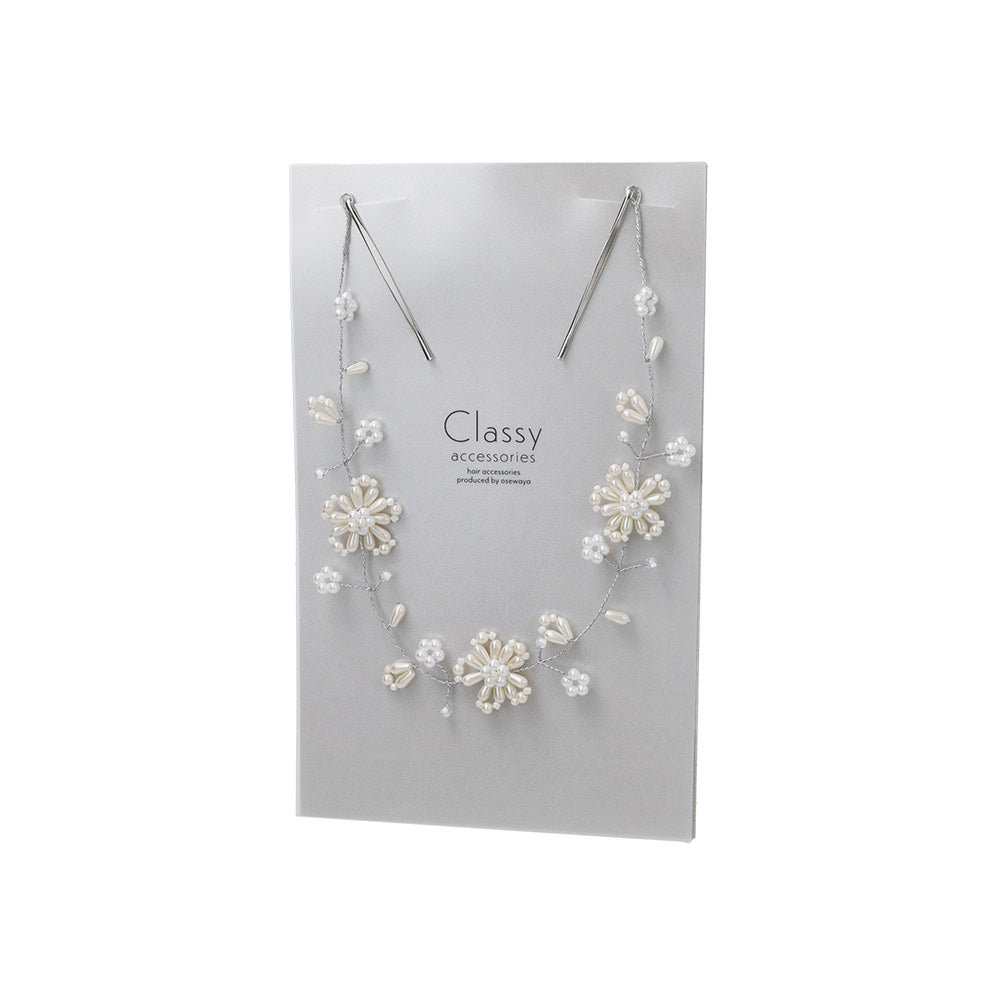 Classy ヘッドドレス メタル パール フラワー ワイヤー ヘアピン
