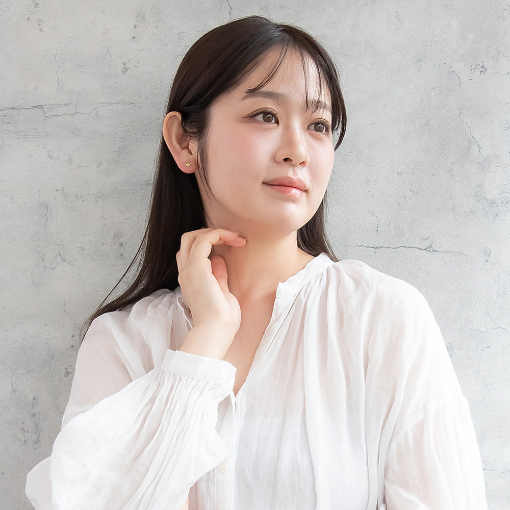 樹脂ピアス ニッケルフリー メタル ミニ ハート ミル打ち スタッドピアス