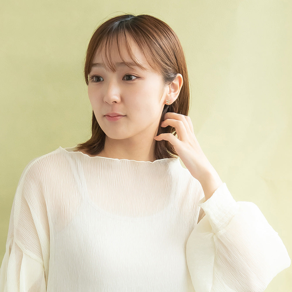 樹脂ピアス ニッケルフリー ミニ ワイヤー フラワー カラー ストーン パール 5個セット スタッドピアス