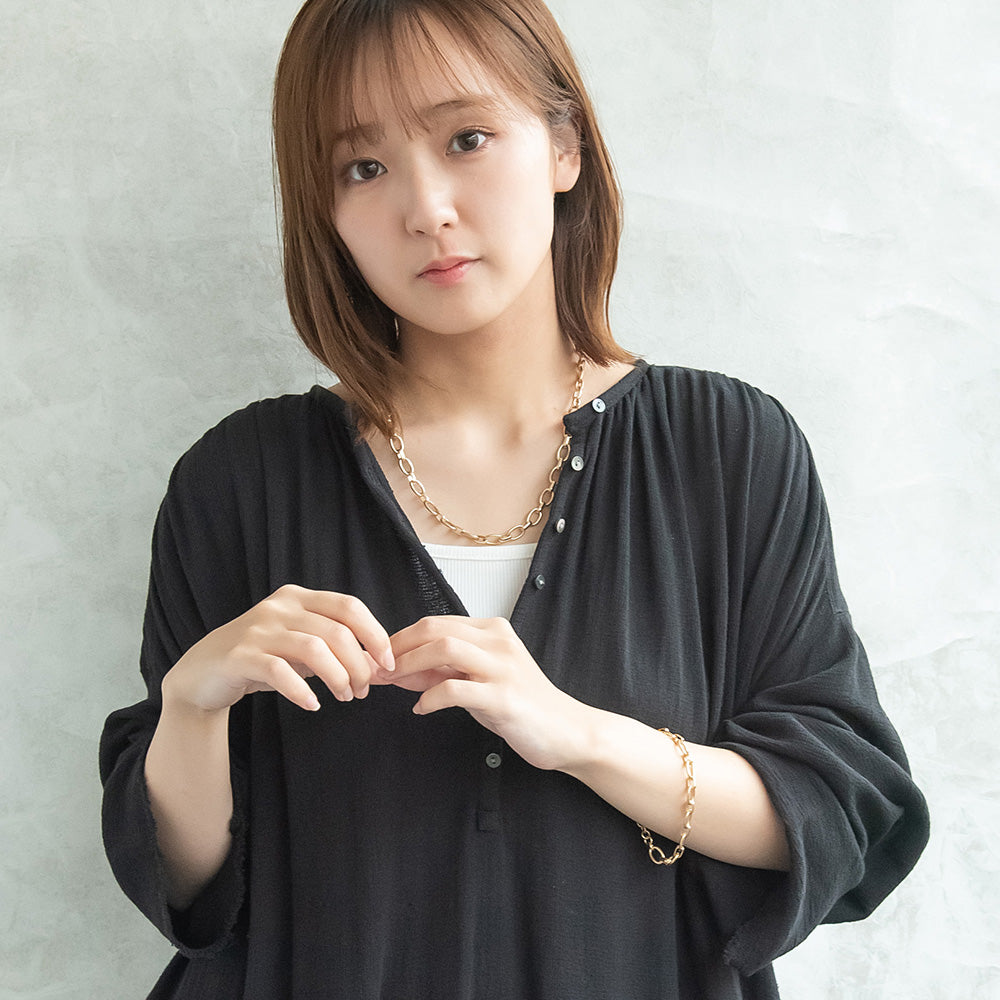 ネックレス Awesome ニッケルフリー メタル オーバルチェーン ショートネックレス