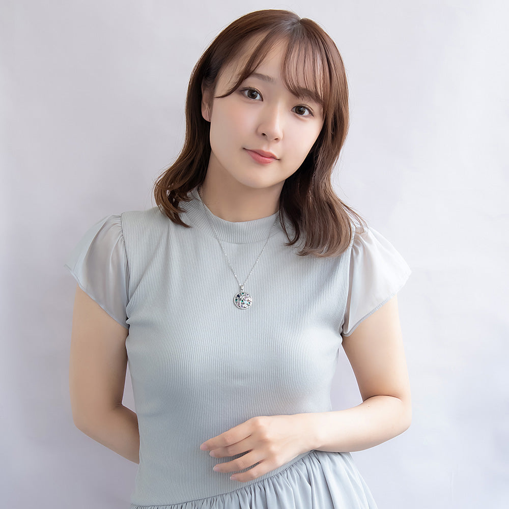ネックレス ステンレス キュービックジルコニア カラー ストーン ショートネックレス