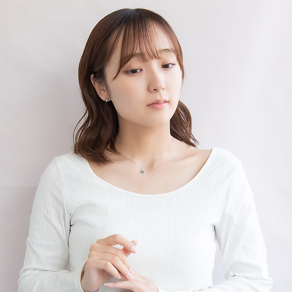 ネックレス ニッケルフリー メタル 星 ストーン プチペンダントネックレス