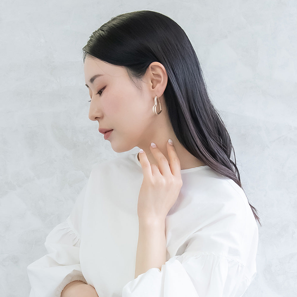 ピアス ニッケルフリー sable gold メタル ダブル ライン ハート フープピアス
