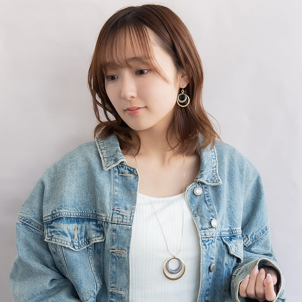 ピアス ニッケルフリー メタル カラー 2連 サークル フックピアス