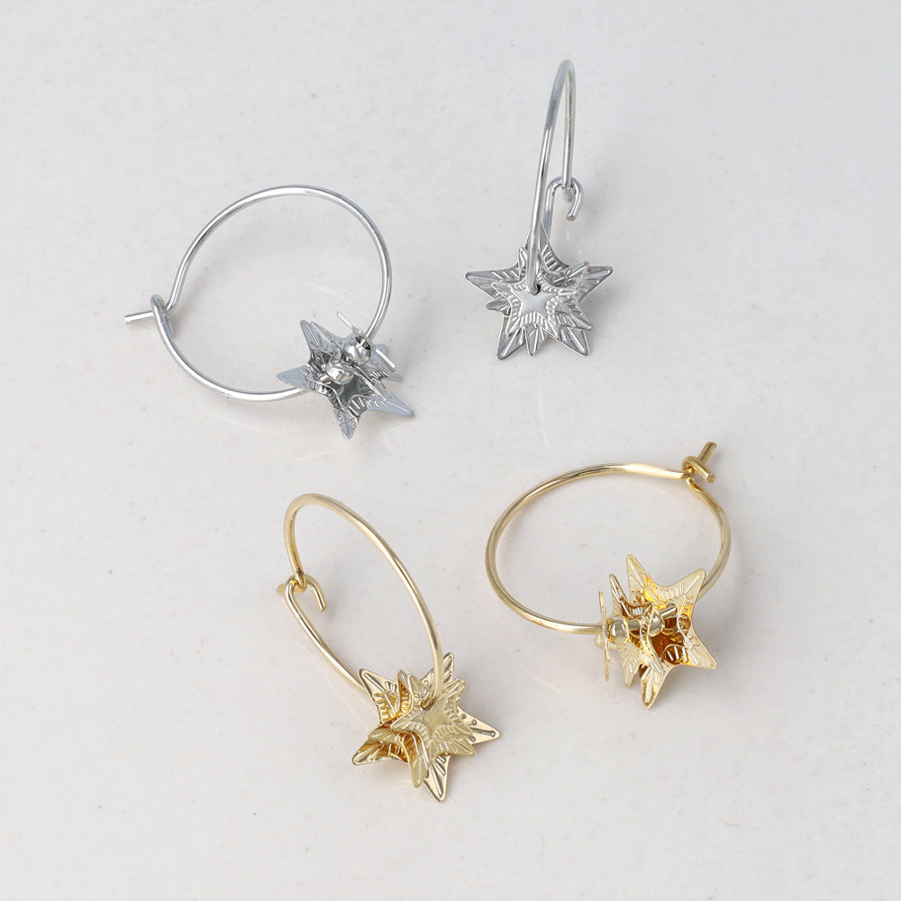 ピアス ニッケルフリー メタル プレート 星 フープピアス – OSEWAYA