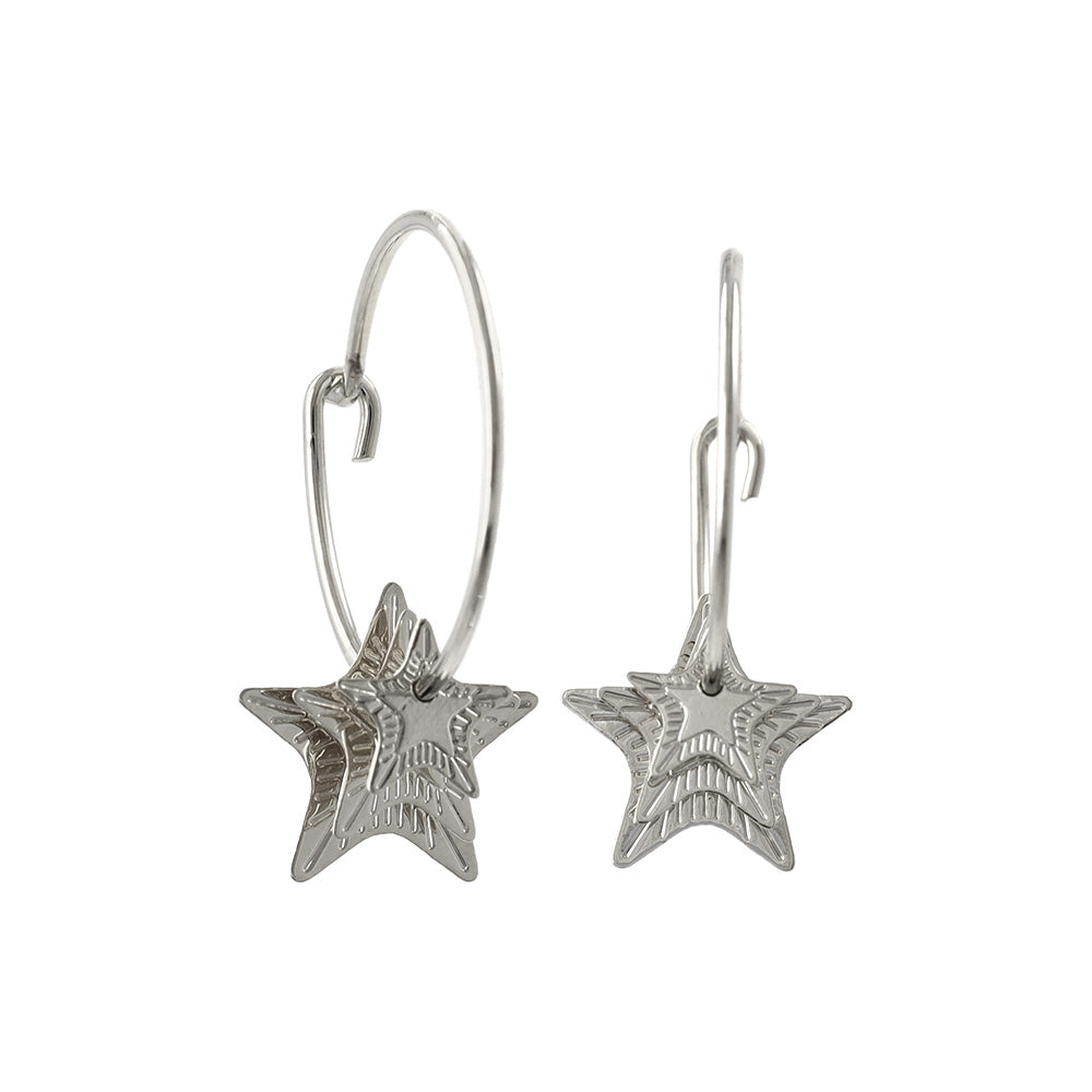 ピアス ニッケルフリー メタル プレート 星 フープピアス