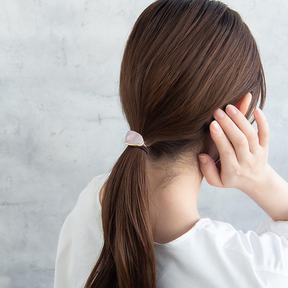 ヘアゴム mini tsukekae pony メタル マーブル ヘアゴム2本付き(ブラウン/ブラック)