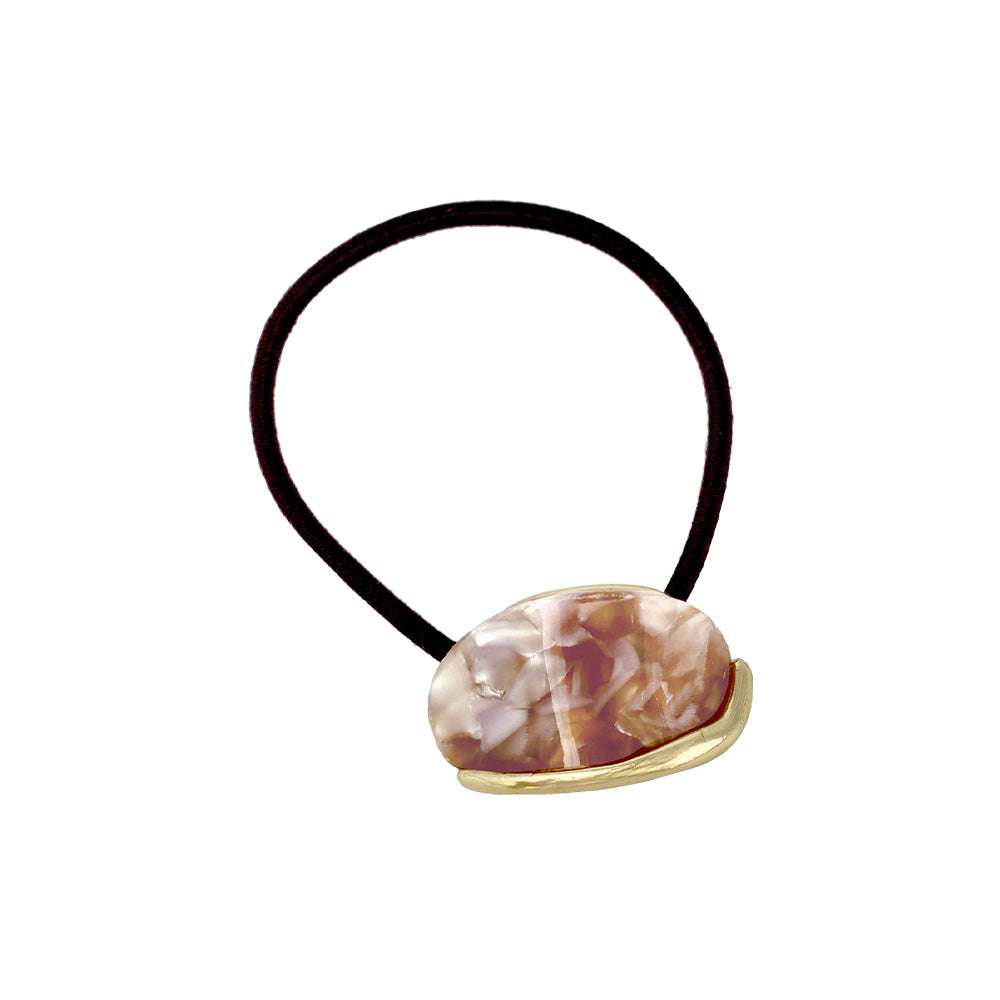 ヘアゴム mini tsukekae pony メタル マーブル ヘアゴム2本付き(ブラウン/ブラック)