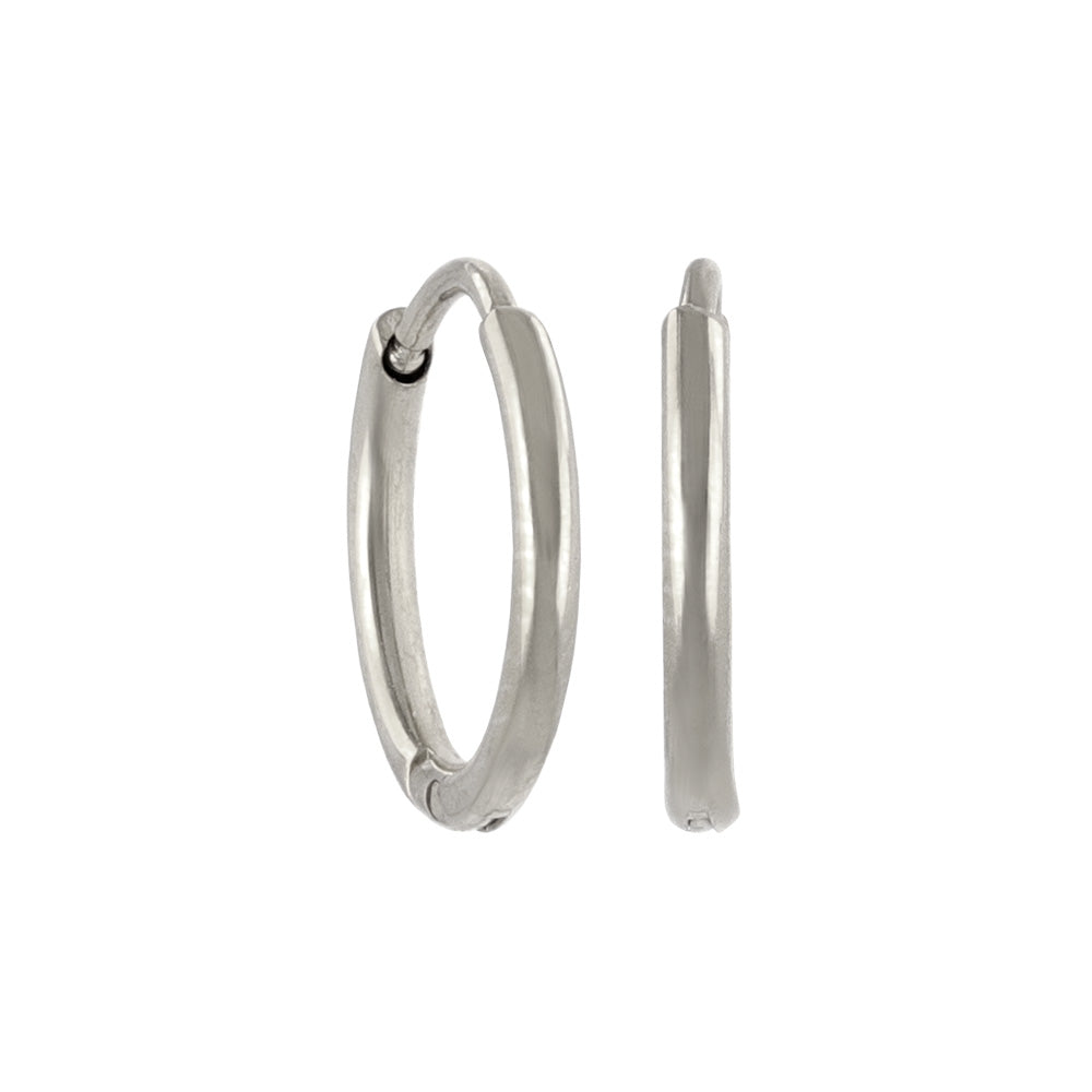 ピアス ステンレス メタル 甲丸 直径10mm 幅1.2mm キャッチレス ワンタッチ サージカルステンレスポスト フープピアス
