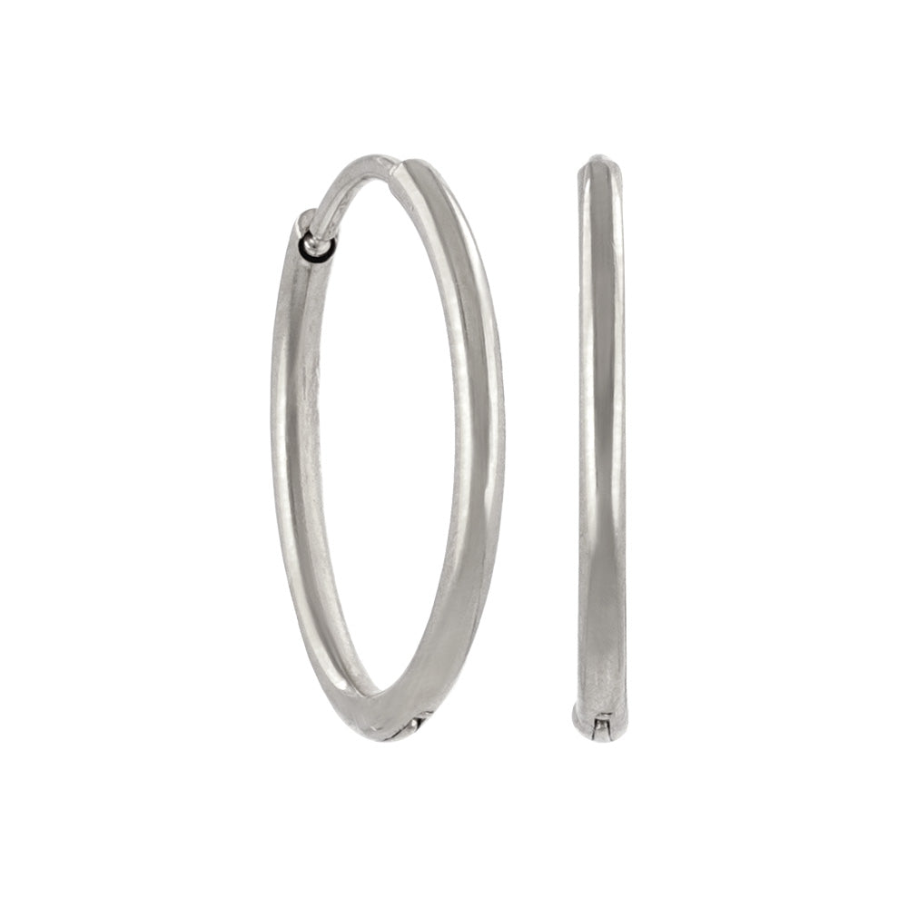 ピアス ステンレス メタル 甲丸 直径14mm 幅1.2mm キャッチレス ワンタッチ サージカルステンレスポスト フープピアス