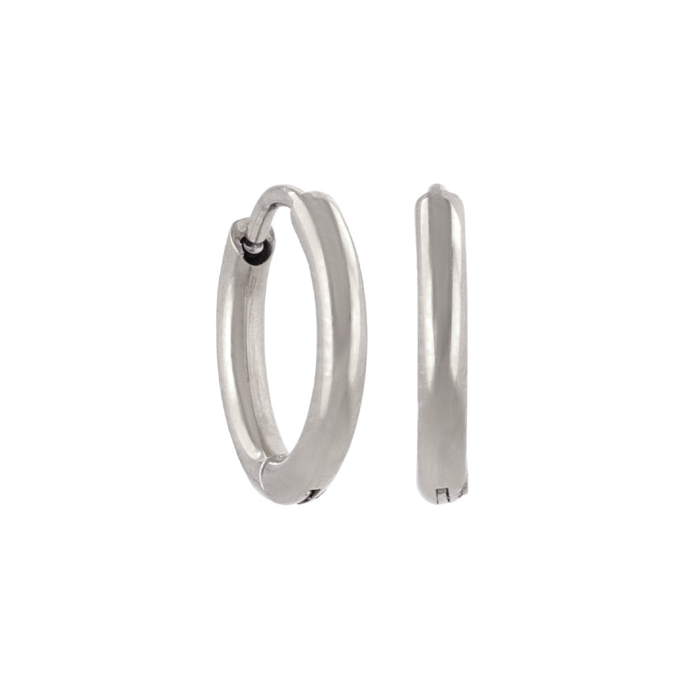 ピアス ステンレス メタル 甲丸 直径11mm 幅1.6mm キャッチレス ワンタッチ サージカルステンレスポスト フープピアス