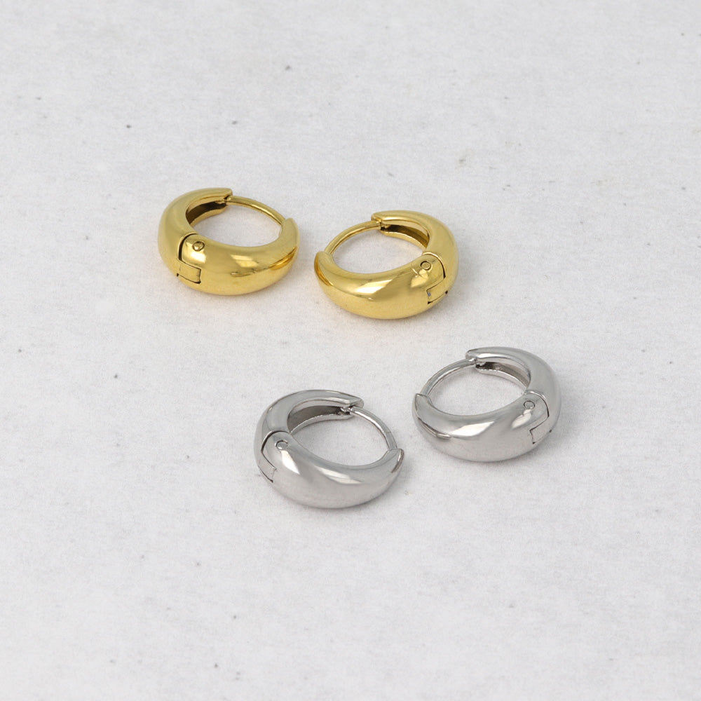 ピアス ステンレス メタル ワイド ライン 直径13mm キャッチレス