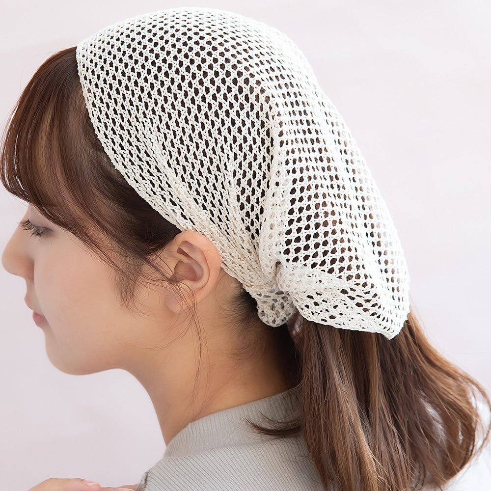 メッシュ レース ベーシックカラー ワイド ターバン