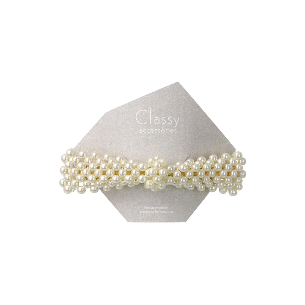 Classy バレッタ 立体 リボン パール 薄型バレッタ