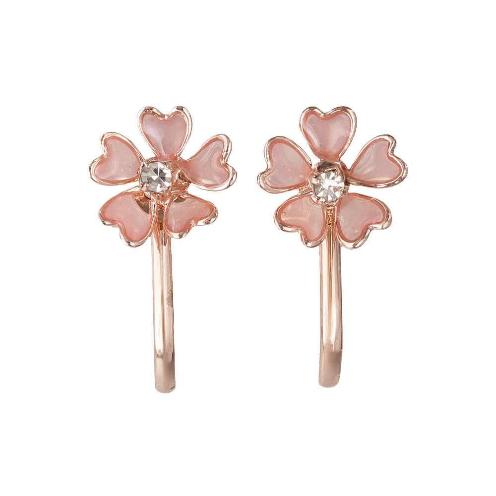 イヤリング ニッケルフリー メタル ミニ 桜 ワイヤーフラワー ストーン ネジバネ式イヤリング