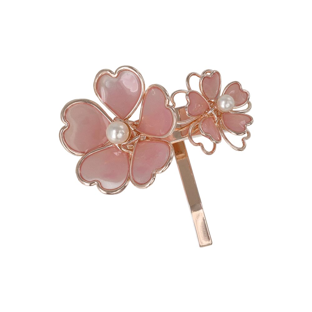ヘアカフ ニッケルフリー メタル ダブル 桜 ワイヤーフラワー パール ヘアポニー ポニーフック
