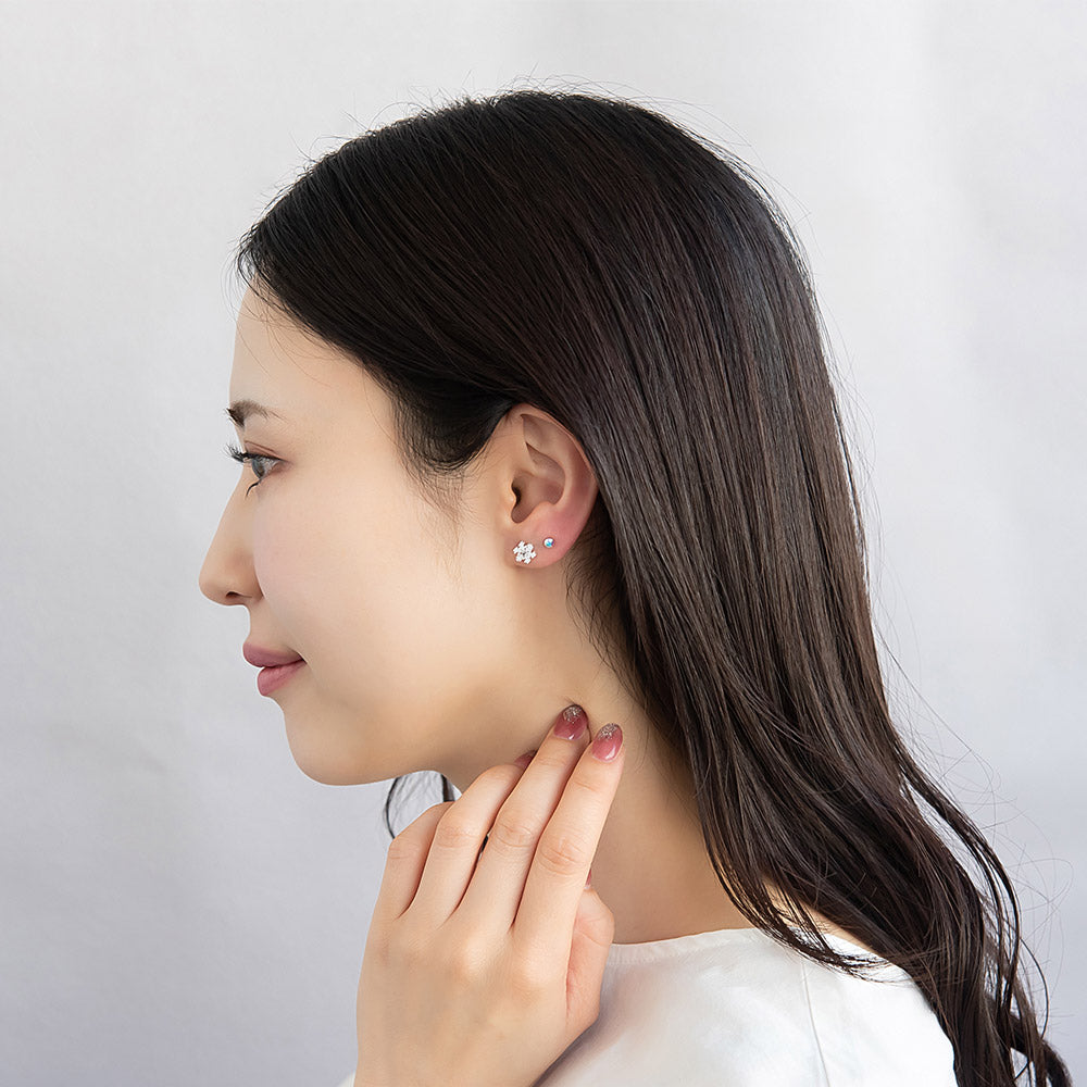 樹脂ピアス ニッケルフリー フクロウ 梟 鳥 雪の結晶 ストーン 4個セット スタッドピアス ドロップピアス