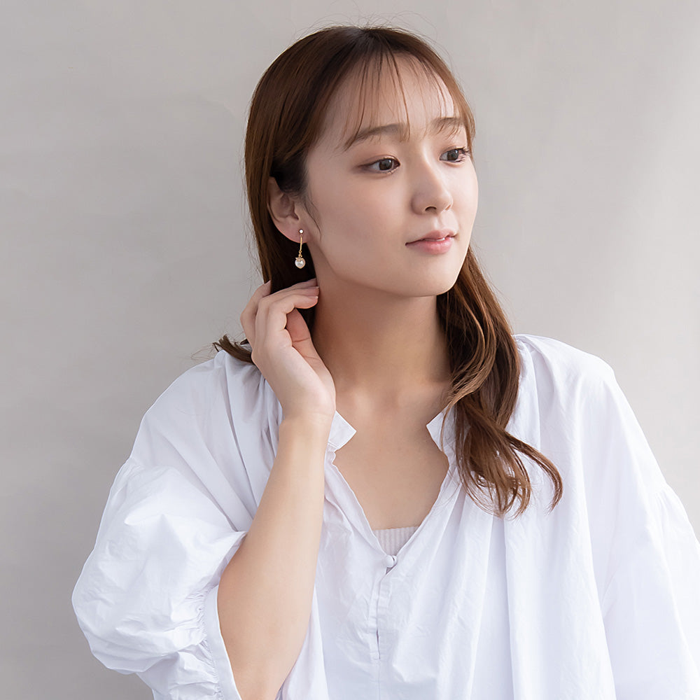 ノンホールピアス ニッケルフリー メタル スター ストーン パール 下がり イヤリング 樹脂タイプ