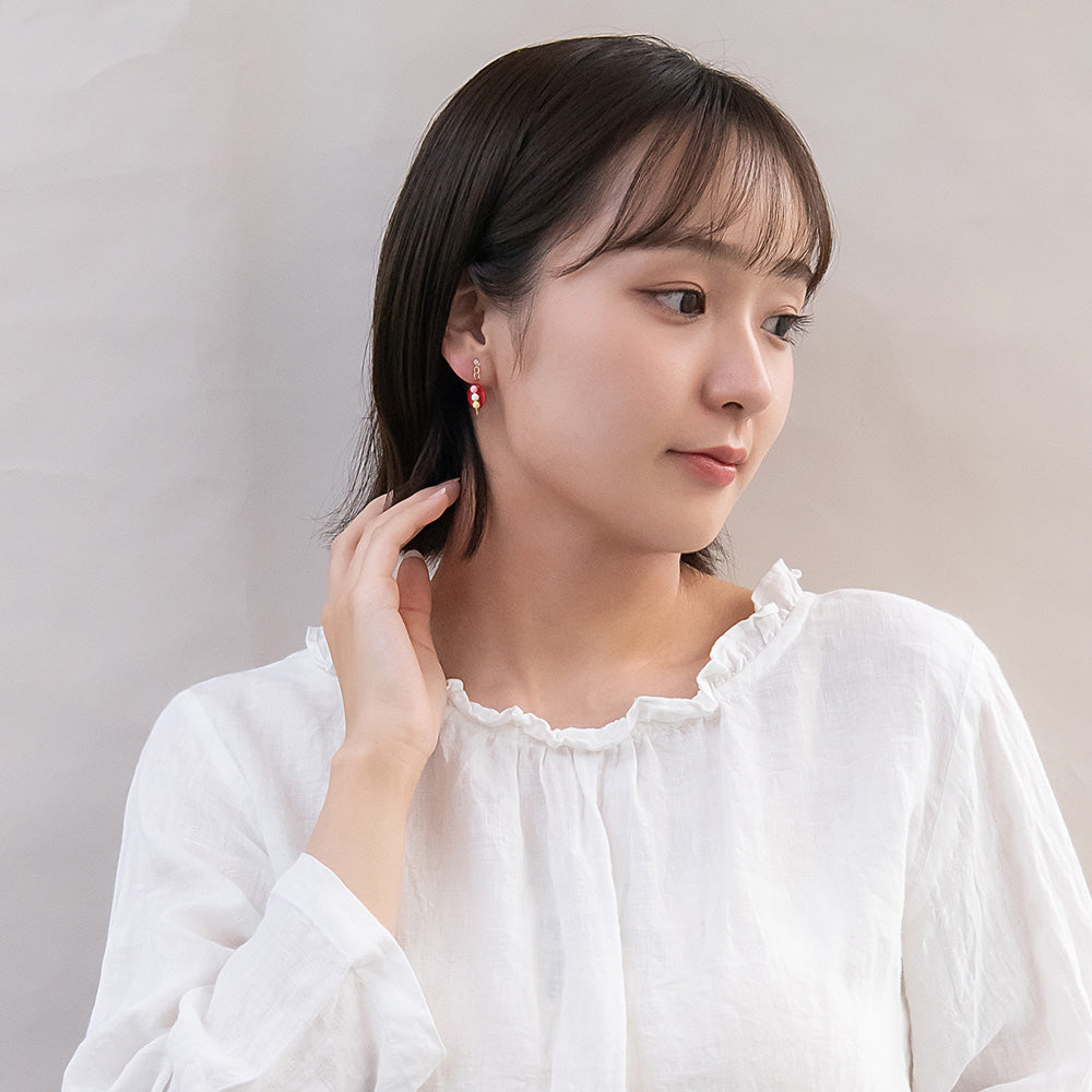 ノンホールピアス 抹茶 和菓子 お茶 イヤリング 樹脂タイプ