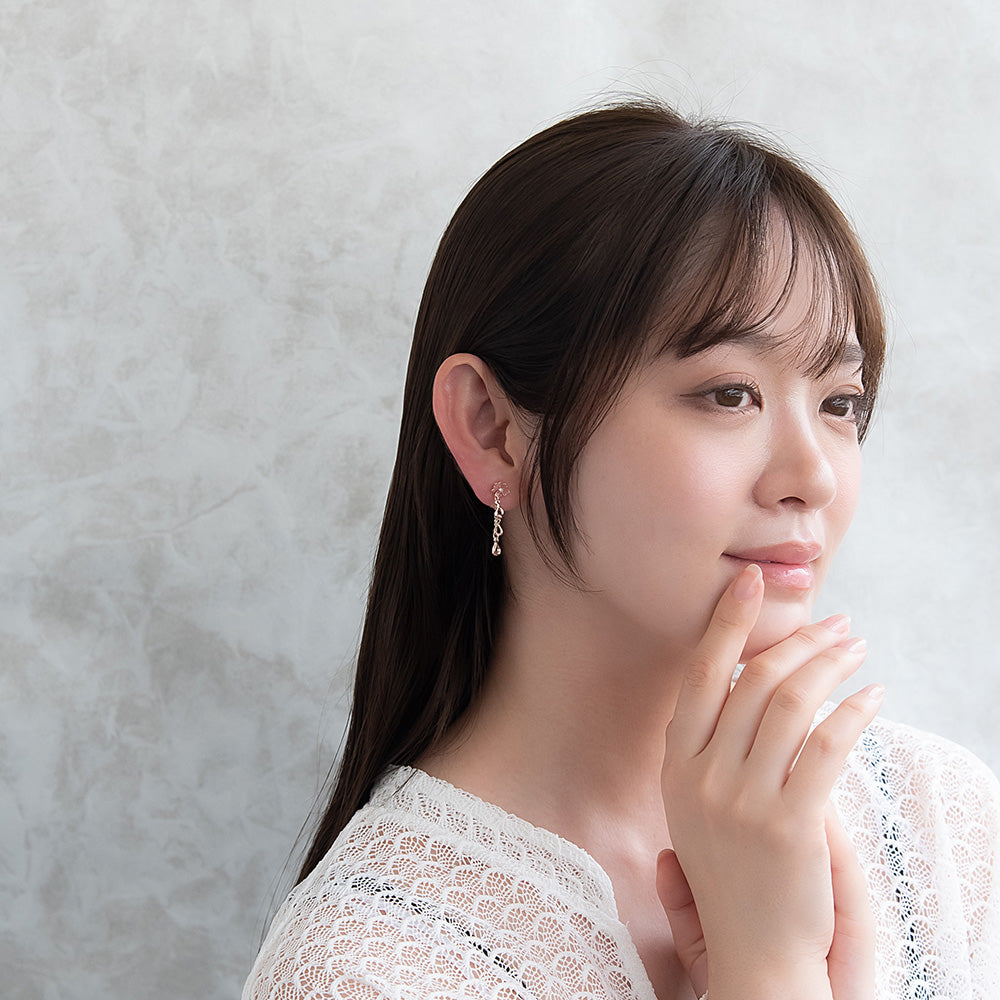 ノンホールピアス ニッケルフリー メタル ストーン ミニ 桜 イヤリング 樹脂タイプ