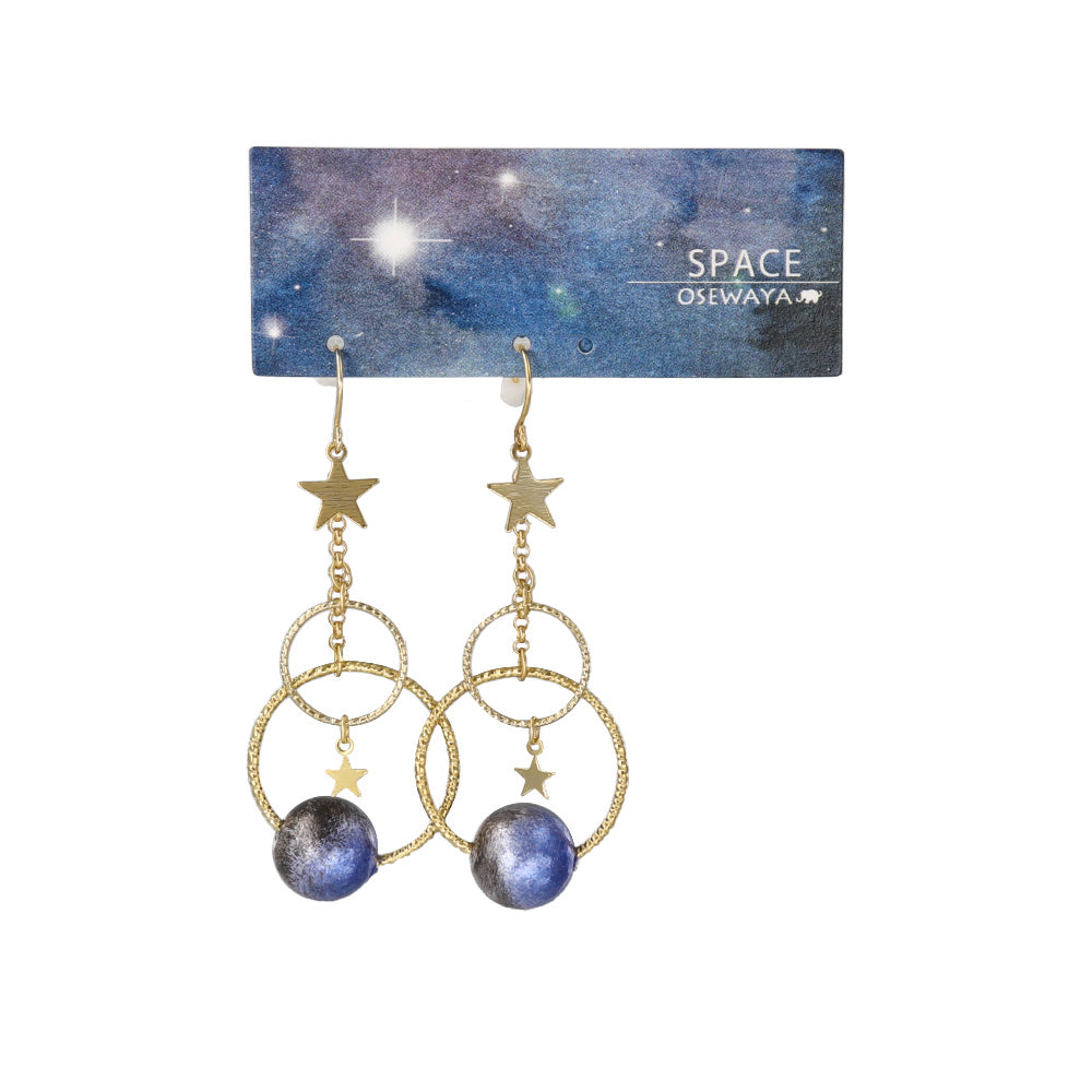 ピアス ニッケルフリー メタル チェーン サークル パール 星 惑星 宇宙 フックピアス